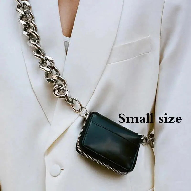 New Sparkling Thick Metal Chain Shoulder Bag Bike Wallet, Mini Bag, Coin Purse. Fashionable Women Pack Leather Crossbody Bags