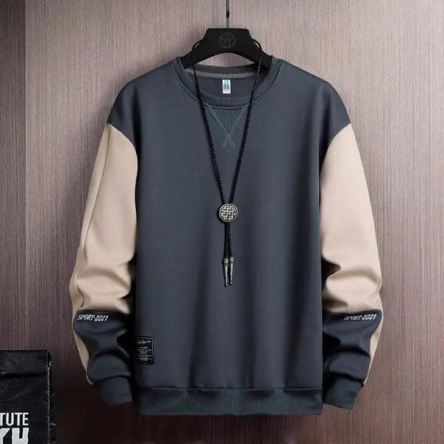 New Spring Man Sweatshirt Casual Hip Hop Streetwear Loose Hoodies Men's Patchwork Pullover Tops Male Men Sweatshirt Streetwear Loose Hoodies Solid Patchwork Pullover Tops
