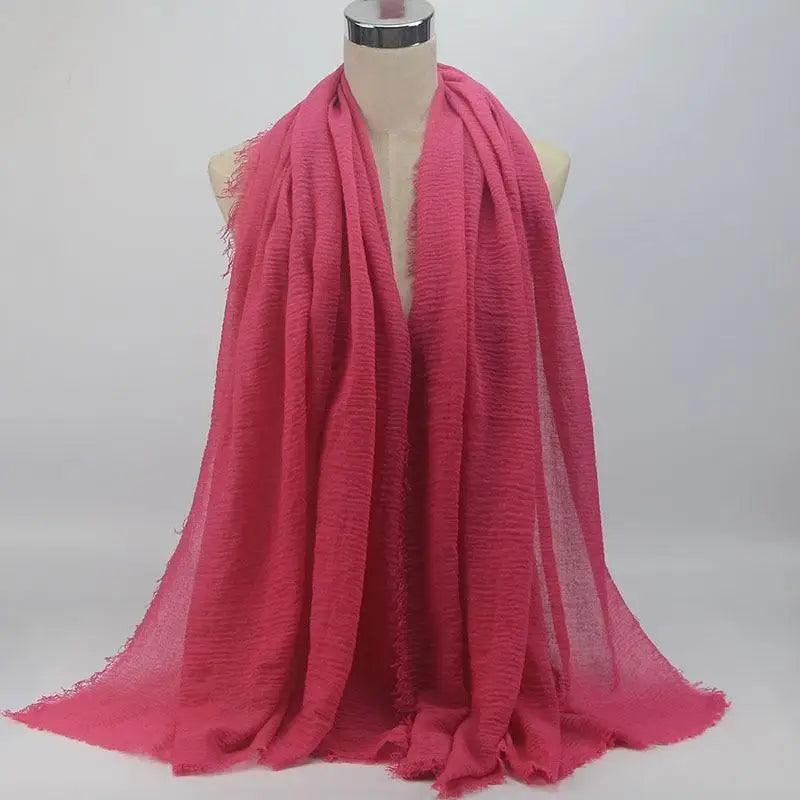 New Stylish Plain Scarf Women Muslim Crinkle Hijab Scarf Female Musulman Soft Cotton Headscarf Islamic Hijab Shawls And Wraps