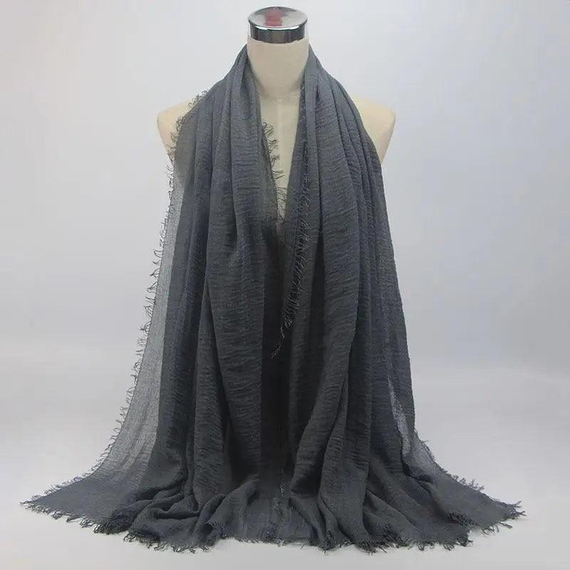 New Stylish Plain Scarf Women Muslim Crinkle Hijab Scarf Female Musulman Soft Cotton Headscarf Islamic Hijab Shawls And Wraps