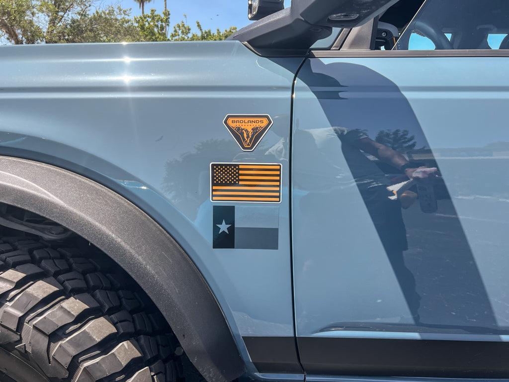 Printed Series Texas Flag Fender Stickers - 2021+ Bronco / Bronco Sport / Jeep / Universal