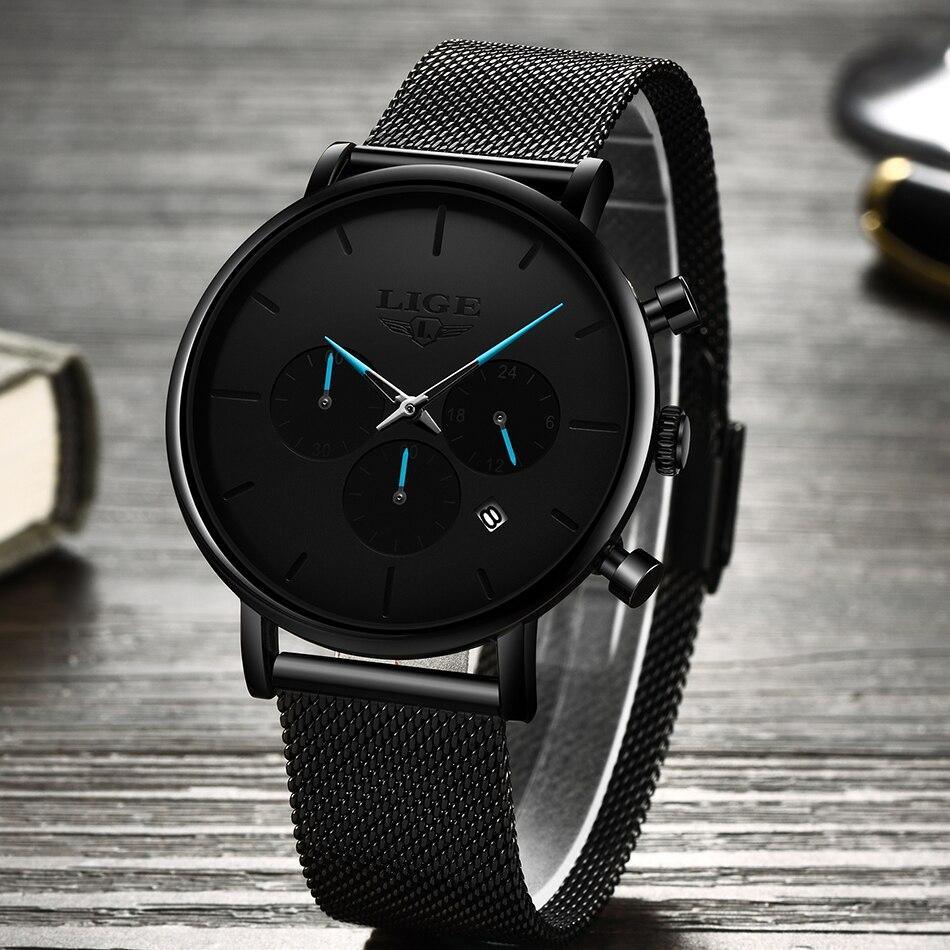 Men's Elegant Waterproof  Watch With Chronometers And Color Hands Unique Design Excellent Look