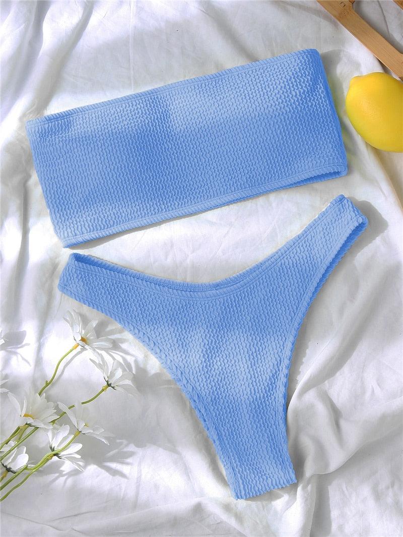 Women One-Shoulder Bikini Swimsuit Women Push Up Swimwear Women's Bathing Suit Comfortable Bikini Ribbed Two Piece Swimsuit Bikini Set Summer Bathing Suit Beach Wear Swimming Suit