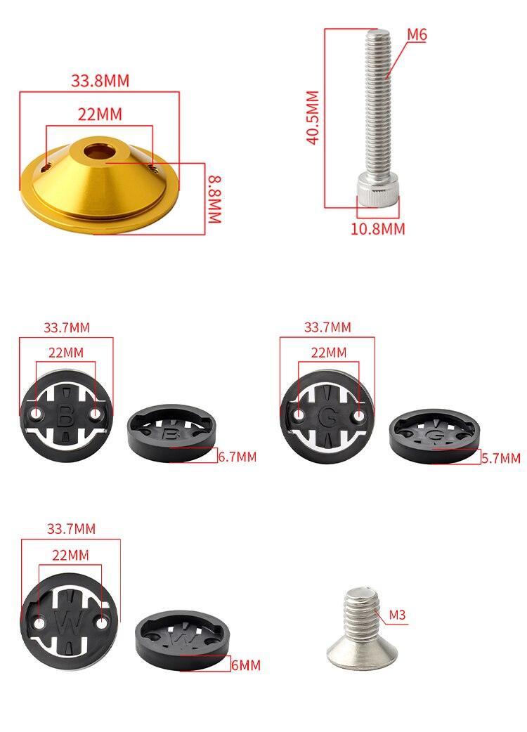Bike Computer Mount Stem Top Cap Stopwatch Bracket Road Bicycle Speedometer Fixed Holder Base Universal Aluminum Riding Mobile Holder Connect Quickly System MTB Road Bicycle Handlebar