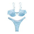 Push Up Unpadded Bikini Set Women 4 Colors Bandage Bikini Set Swimsuit Thong Bottom Swimwear Two Pieces Plain Bikini Bathing Suit Swimwear Bathing