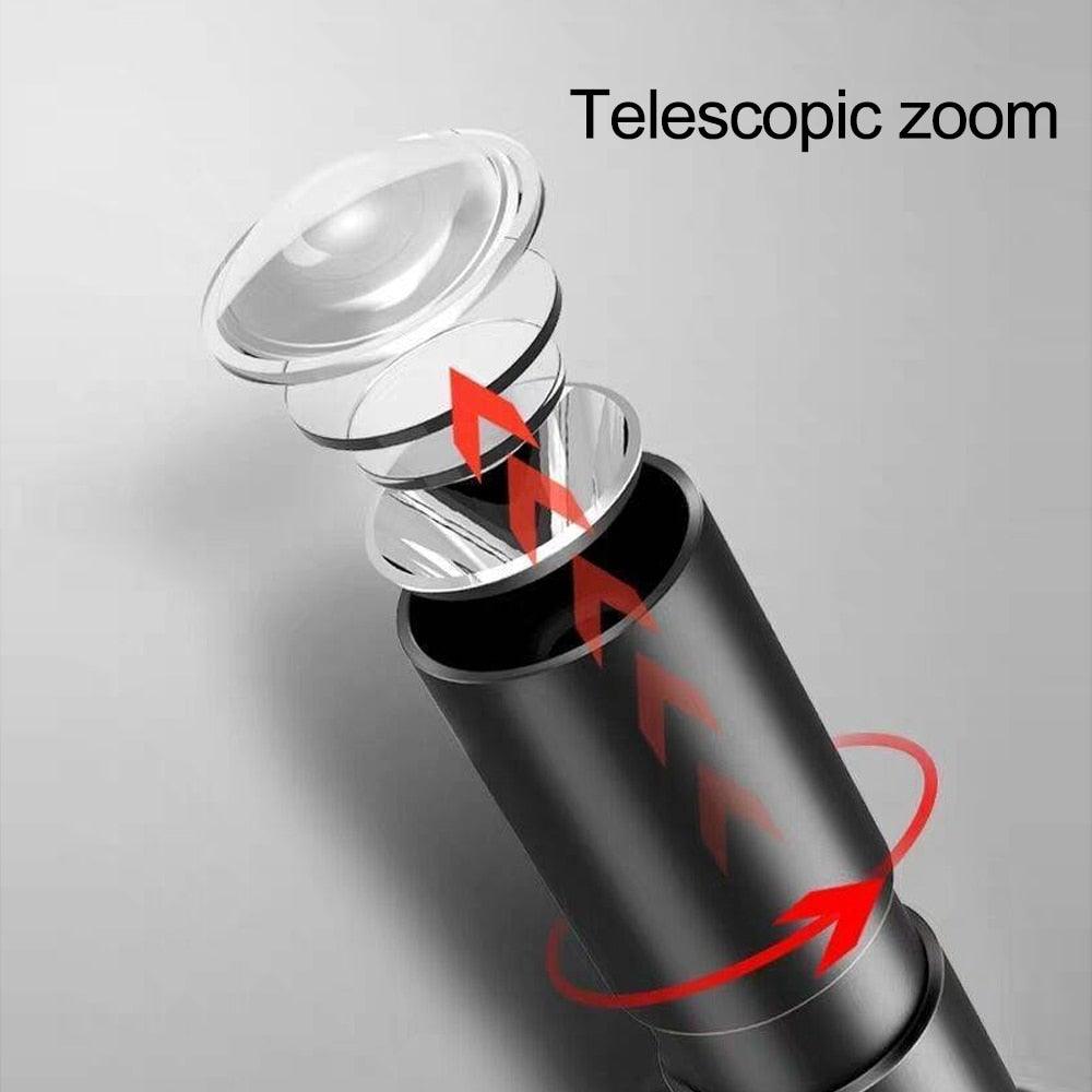 Rechargable Mini Portable Waterproof USB LED  Pocket LED Flashlight Hight Super Bright Flashlight Telescopic Zoom Water Resistant Torch  Great For Indoor/Outdoor Activities Night Camping Hiking