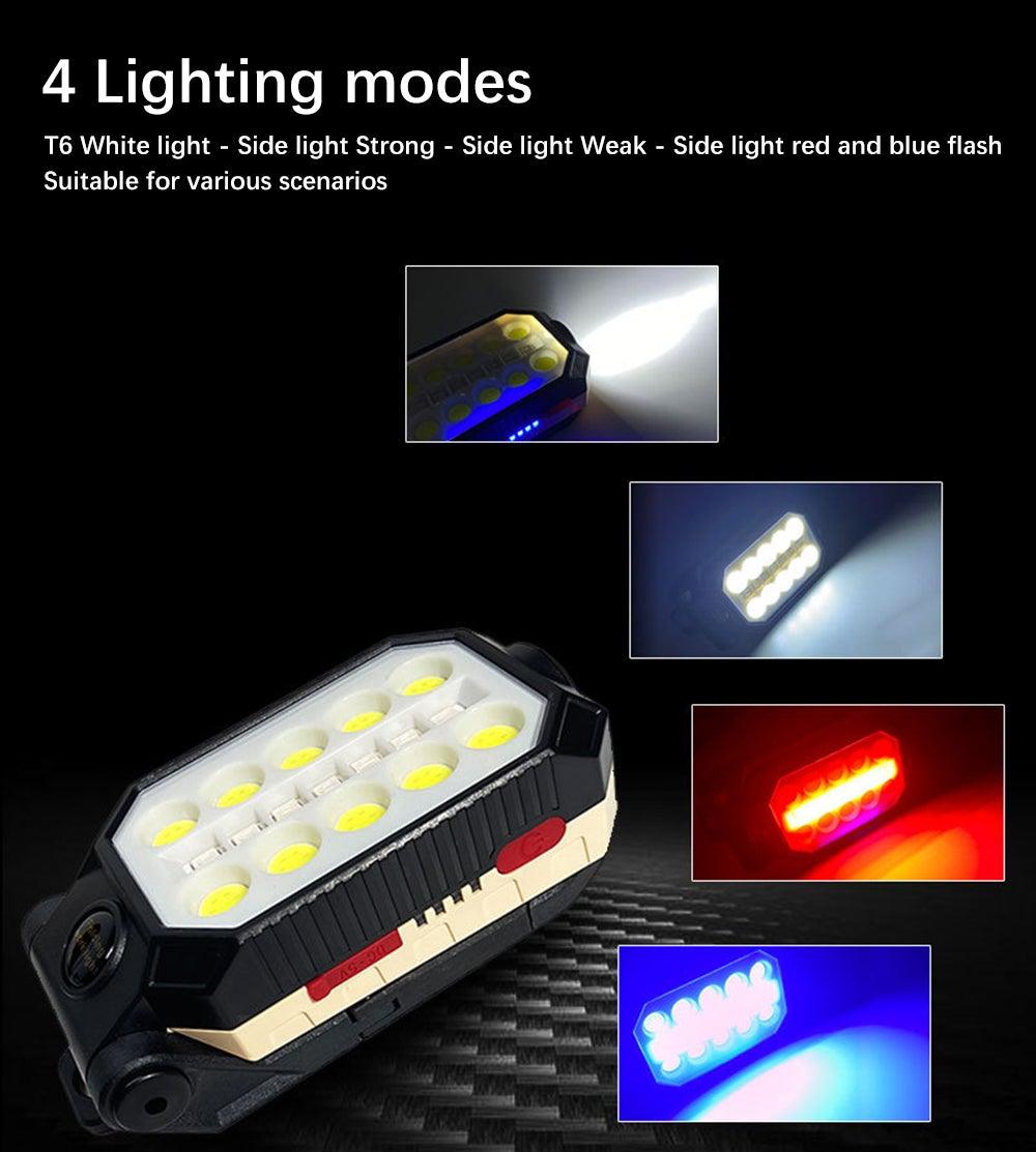 Rechargeable Adjustable USB LED Portable Charger Battery High Capacity with Digital Display LCD Screen Waterproof Flashlight COB Work Light For Repairing Outdoor Camping