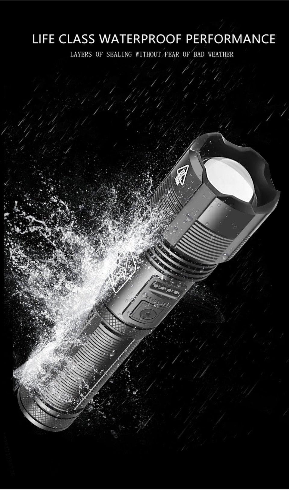 Rechargeable Tactical Flashlight USB LED High Quality Zoomable Torchlight High Lumen Super Bright Flashlight Waterproof Flashlight For Outdoor  Best Camping Hiking Riding Flashlight