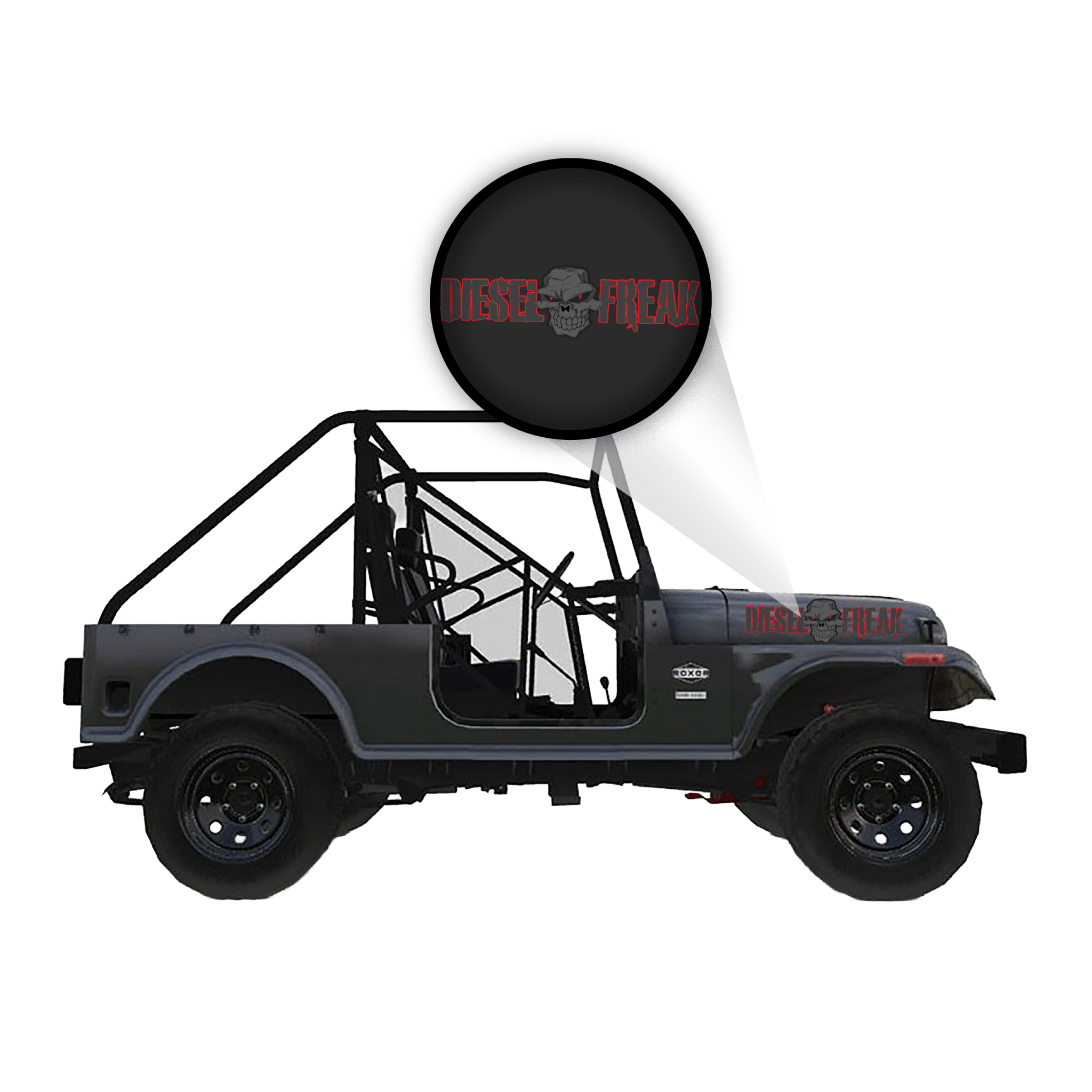 Roxor Blackout Diesel Diesel Freak Red Outline - Hood Graphic