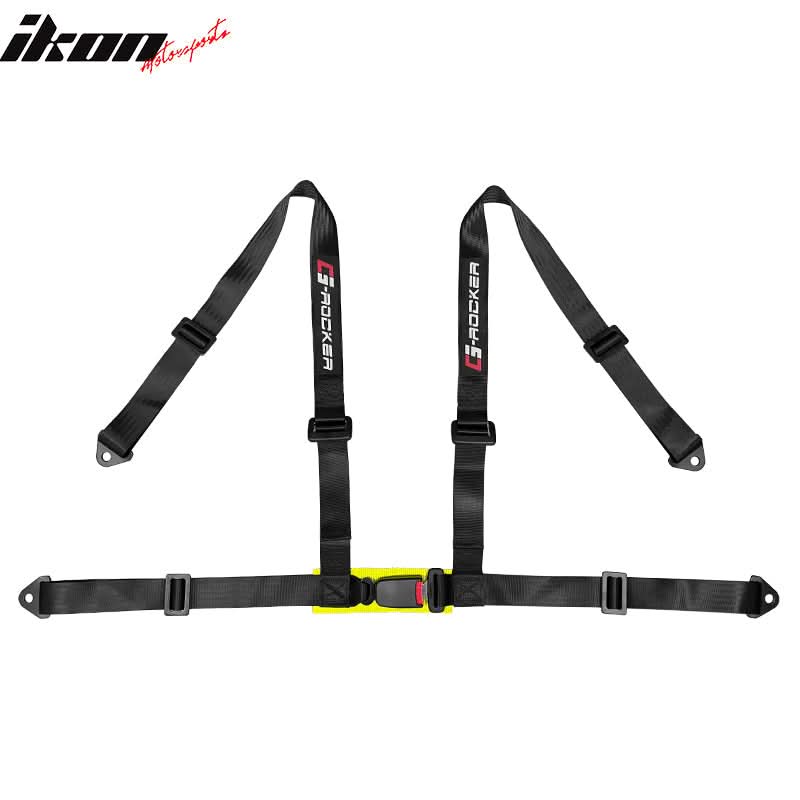Universal Black 4 Point Buckle Racing Seat Belt Harness Nylon