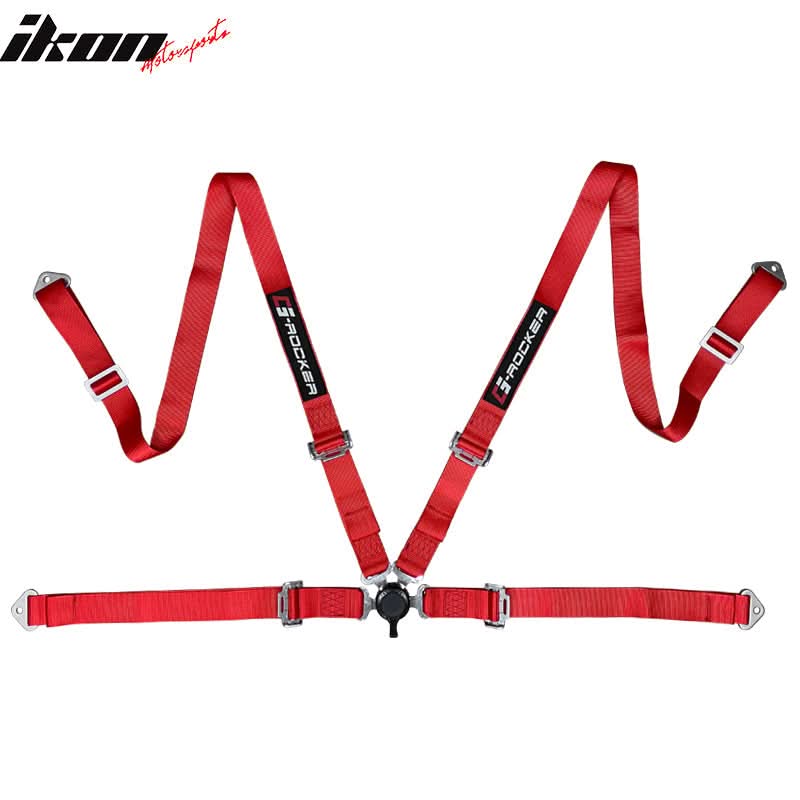 Universal 4 Point Cam-Lock Red Racing Harness Seat Belt Nylon