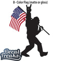 Sasquatch Rock On American Flag Bigfoot Decal - Black with Colored Flag