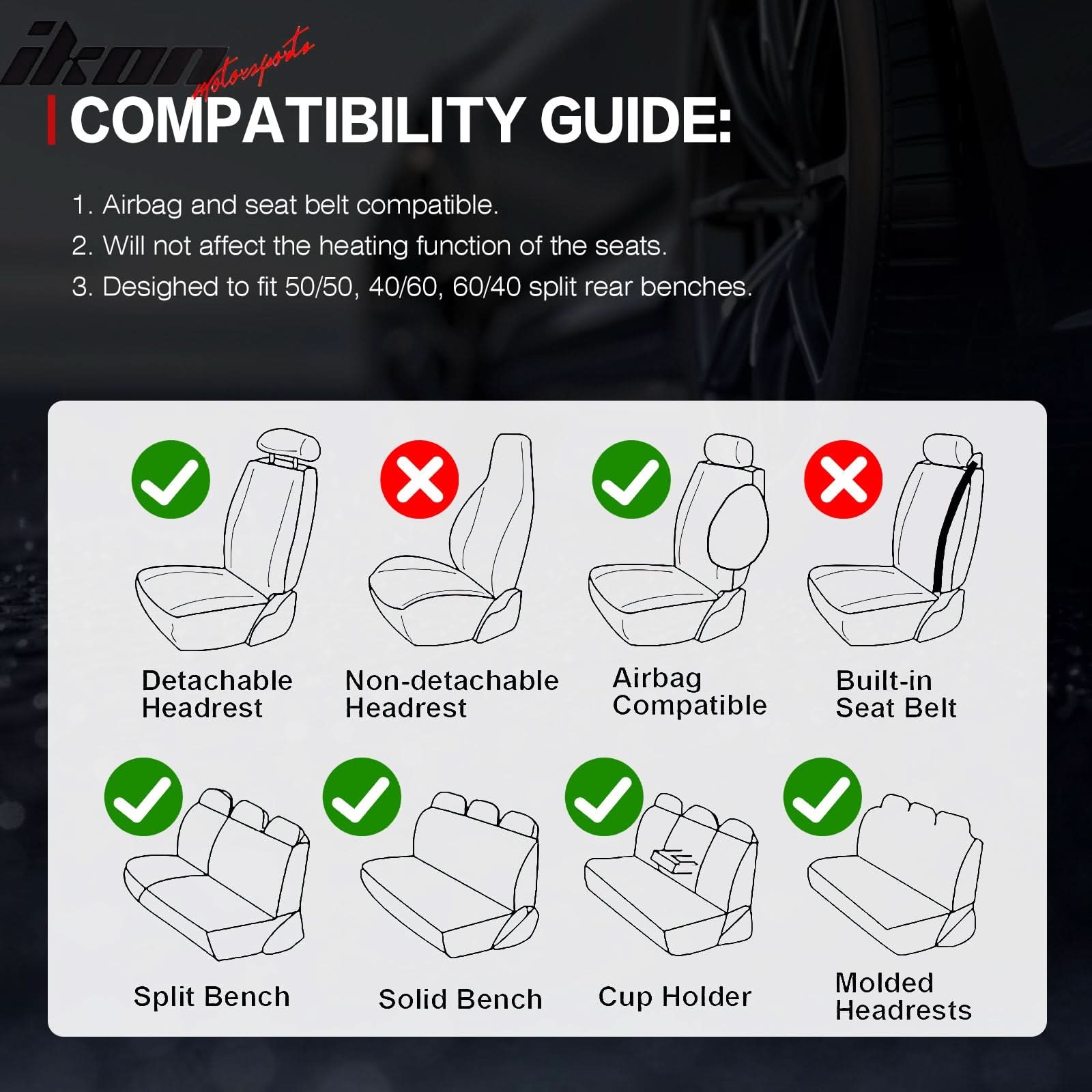 Universal PU Leather Car Seat Cover w/ Lumbar 04B Style Full Set