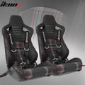 Universal Red Plaid Racing Seat Dual Slider Cam-lock Belt PU Carbon