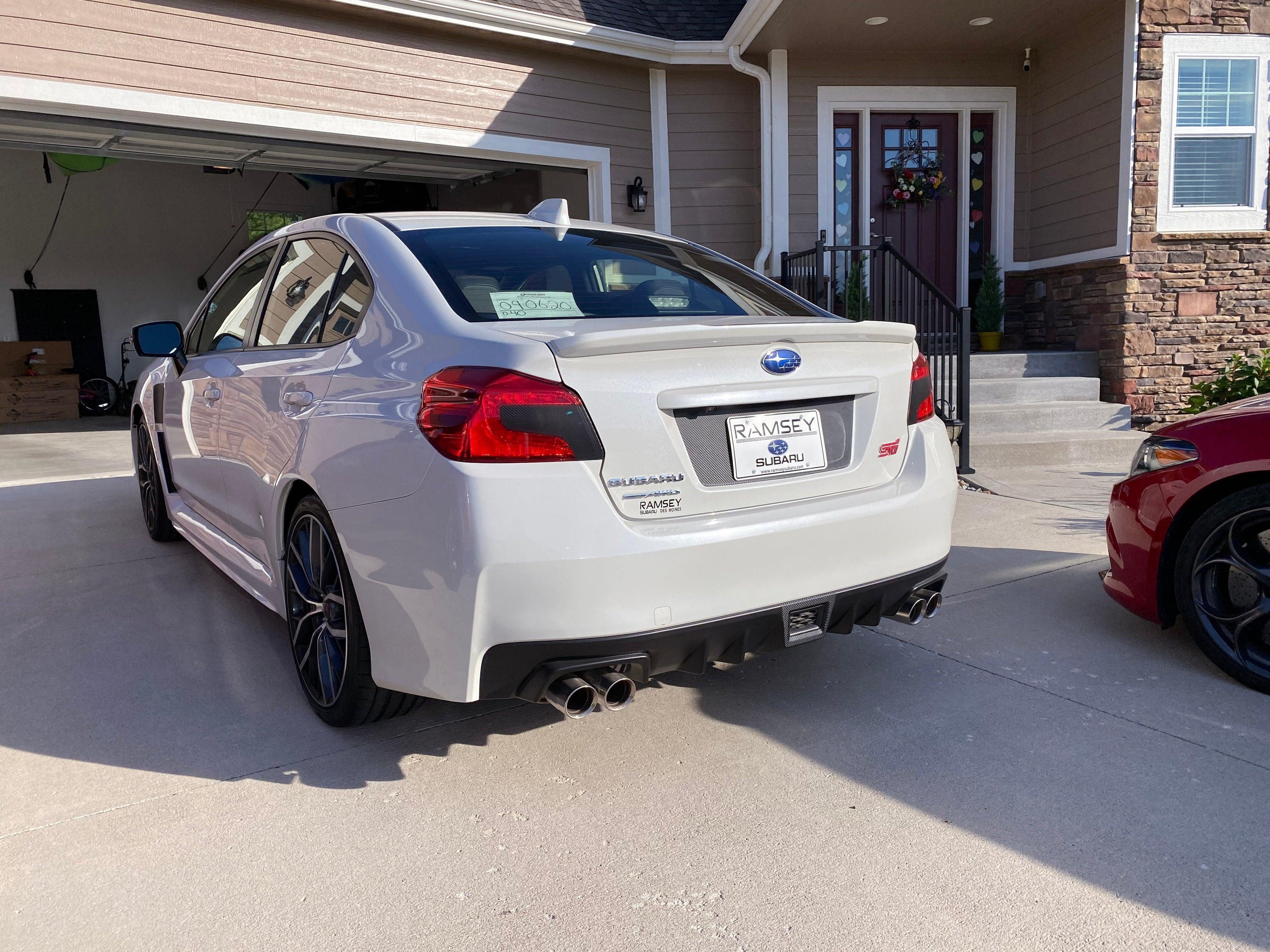 V1 3D Carbon License Plate Panel Black Out Overlays - 2015-2020 Subaru WRX / STI