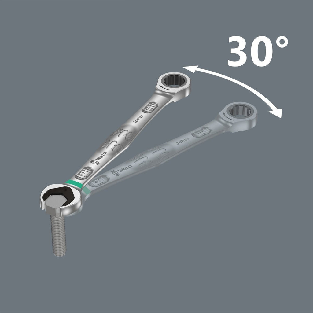 Wera 9630 Magnetic Rail 6000 Joker 1 Ratcheting Wrench Set Metric 05020014001