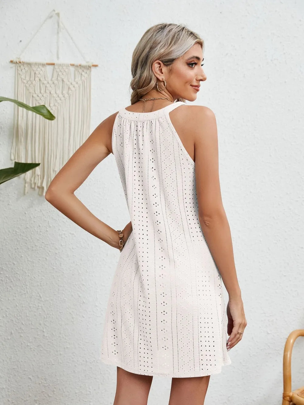 Women's swimsuit hollowed out crochet top sleeveless beach dress